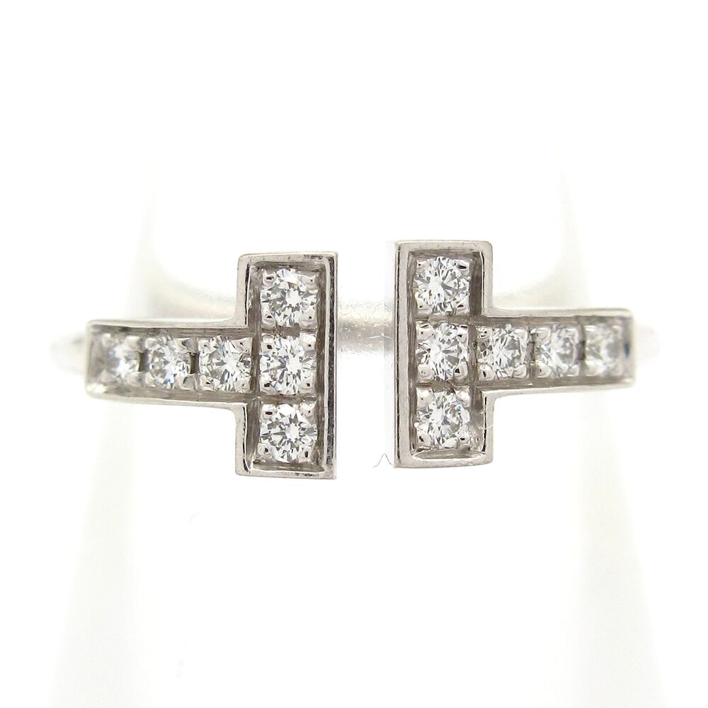 Tiffany & Co. T Wire Ring 18K White Gold Diamond